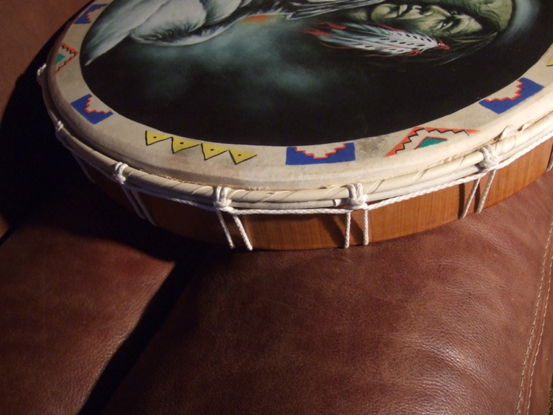 Schamanen Trommel, große flache Rahmentrommel, Indianer Trommel mit